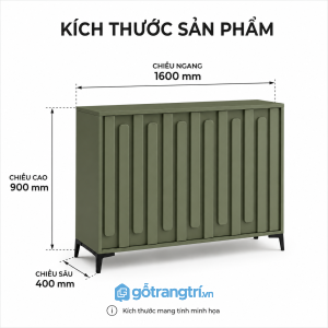 Tủ sideboard màu xanh olive hiện đại với thiết kế cánh nổi sang trọng