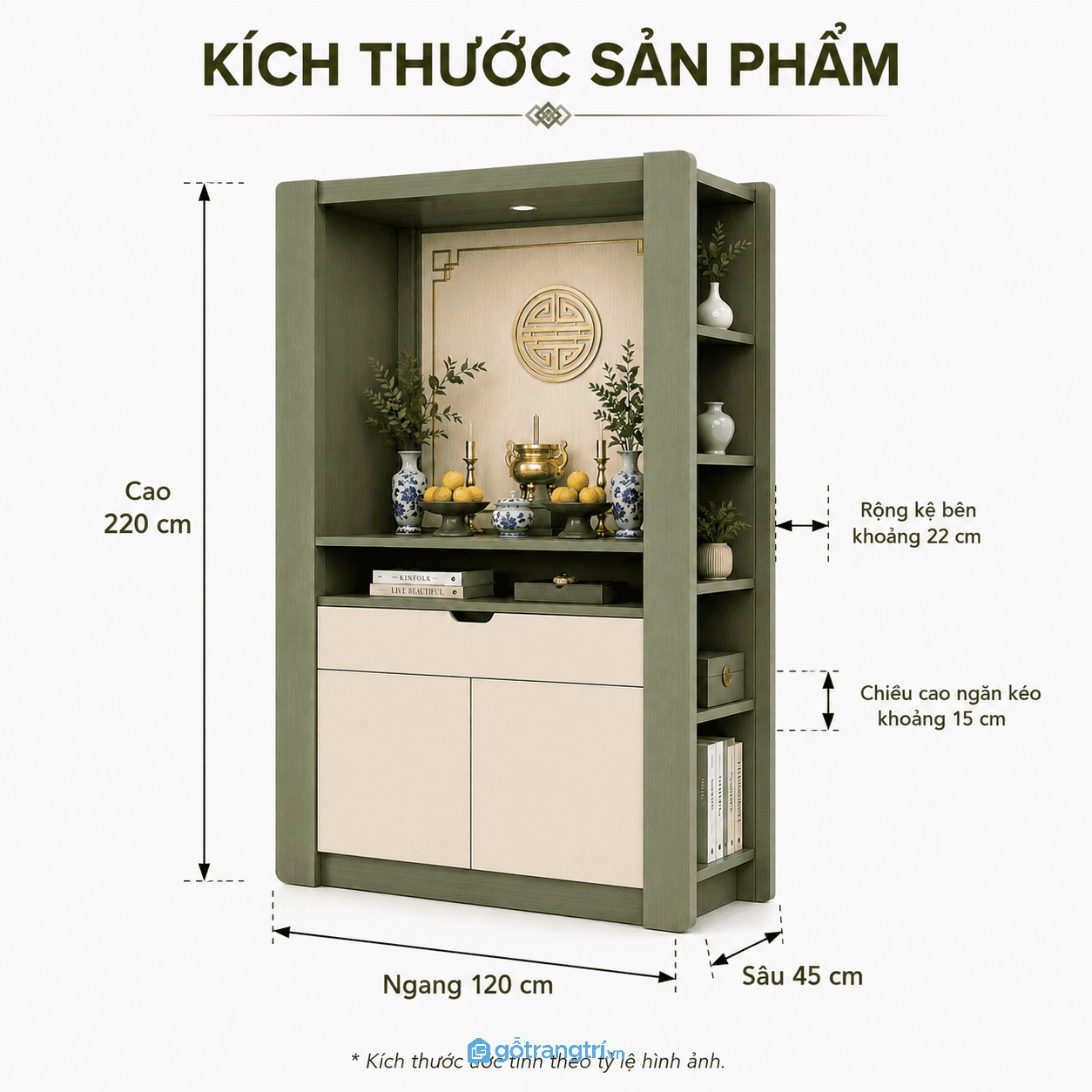Tủ thờ hiện đại kết hợp tủ lưu trữ – Giải pháp tối ưu cho không gian thờ cúng gọn gàng