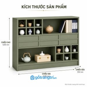 Tủ trà đạo nhiều ngăn lưu trữ phong cách tối giản cho không gian sống tinh gọn