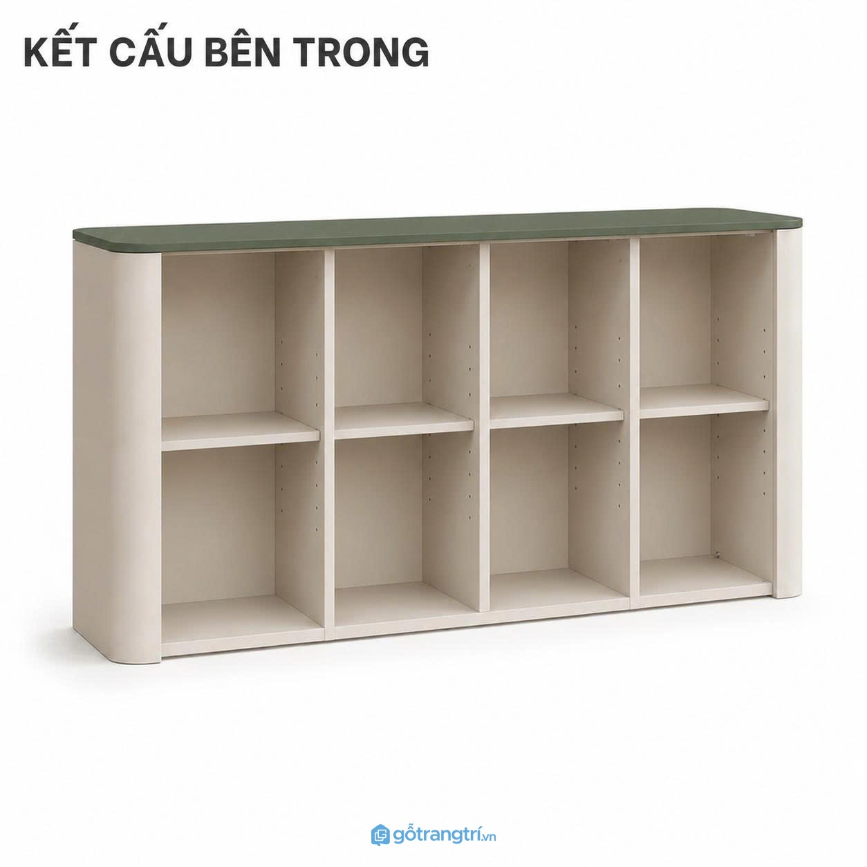 Tủ trang trí phòng khách màu kem xanh hiện đại GHS-5053 - hình ảnh thực tế 1