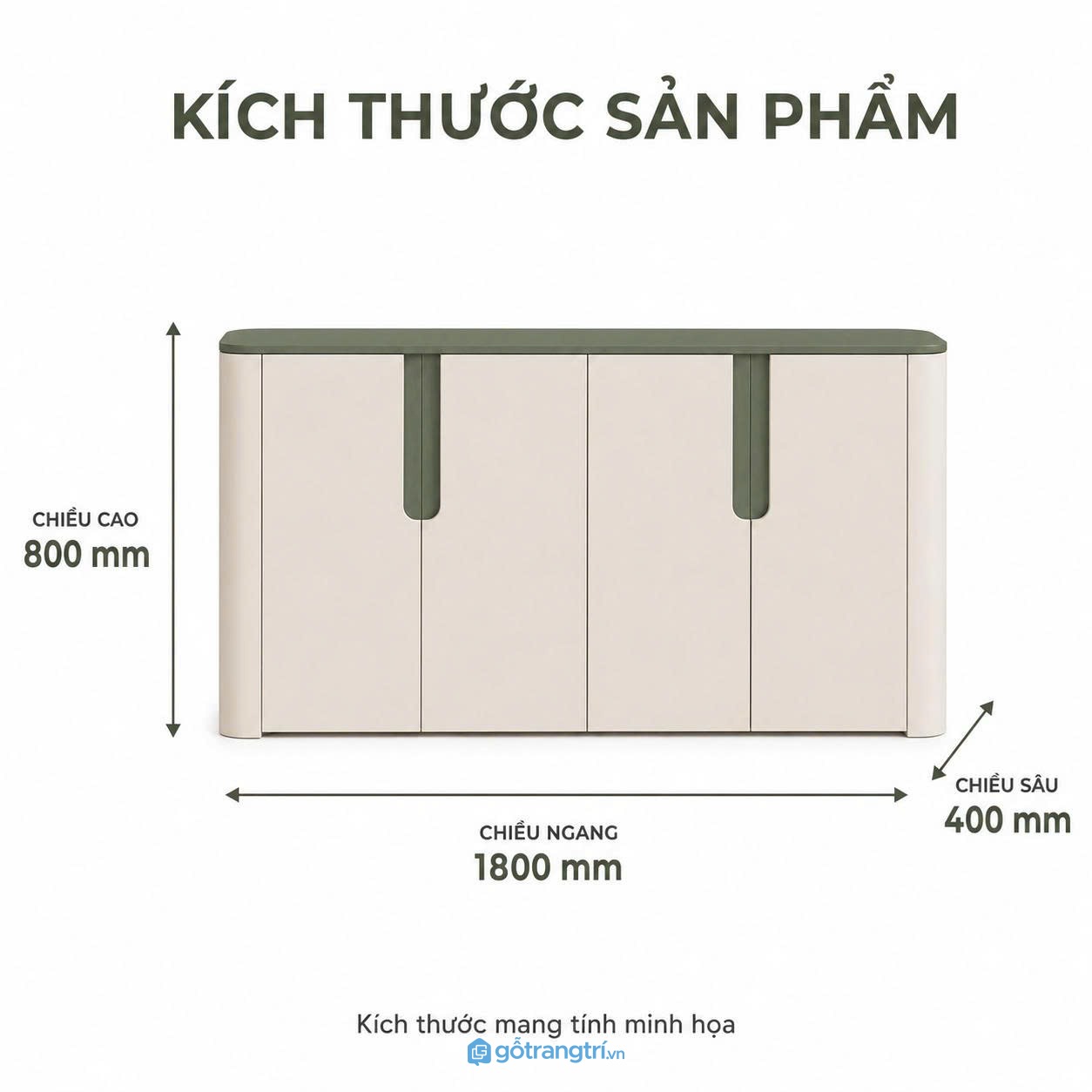 Tủ trang trí phòng khách màu kem xanh hiện đại tối ưu lưu trữ cho không gian sống