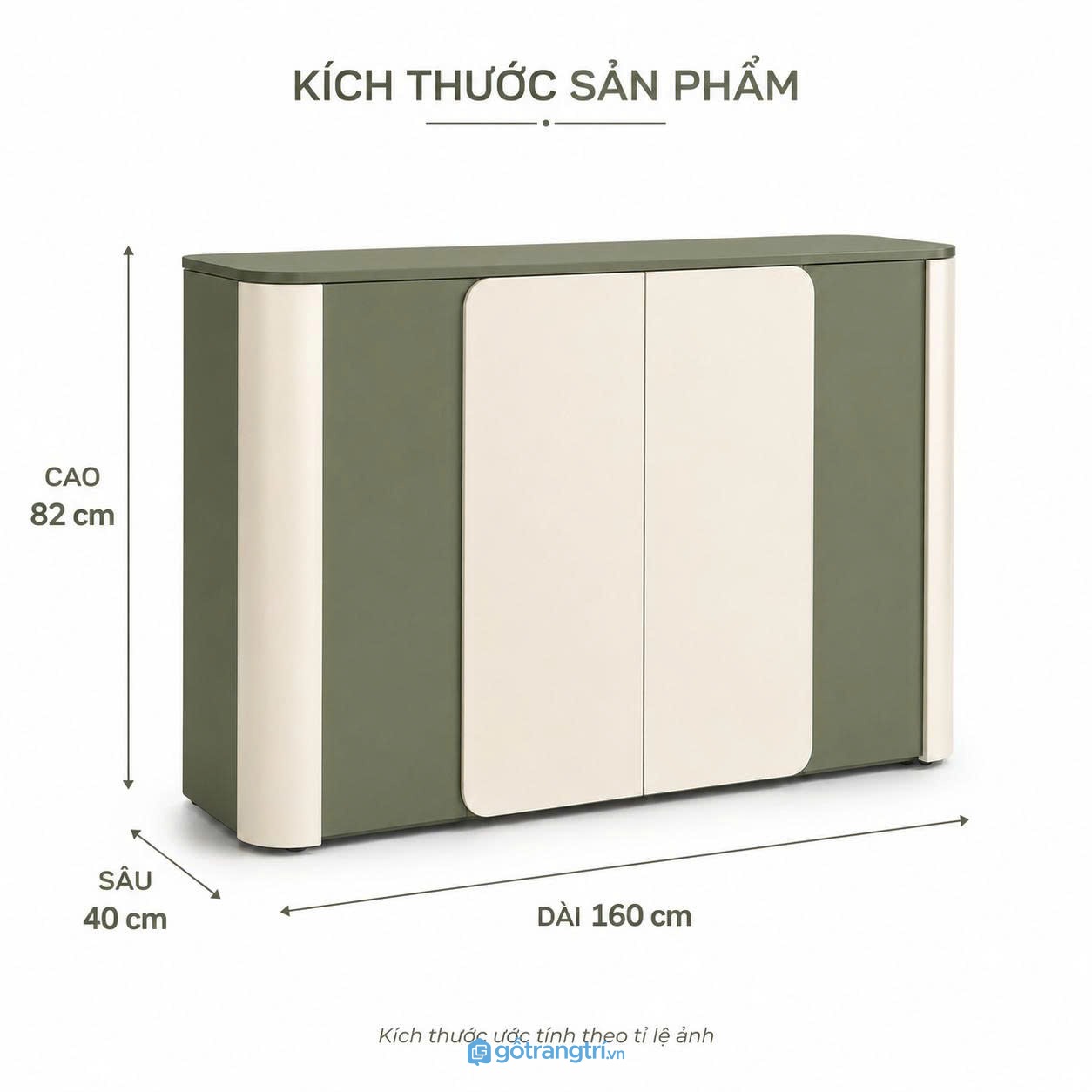 Tủ trang trí phòng khách màu xanh olive hiện đại GHS-5030 - 1600x400x820mm - Xanh olive - GHS-5030