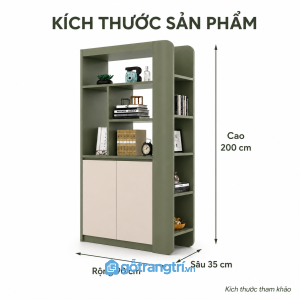 Tủ trang trí phòng khách màu xanh olive hiện đại kết hợp lưu trữ tiện dụng