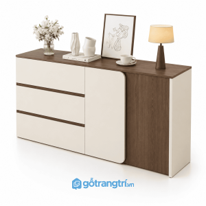 Tủ trang trí xanh olive cánh bo cong hiện đại GHS-5056 - 160x40x90cm - Vân gỗ nhiều màu tùy chọn - Chat Zalo - GHS-5056b