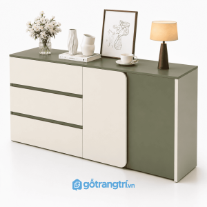 Tủ trang trí xanh olive cánh bo cong hiện đại GHS-5056 - 160x40x90cm - Xanh olive - GHS-5056a