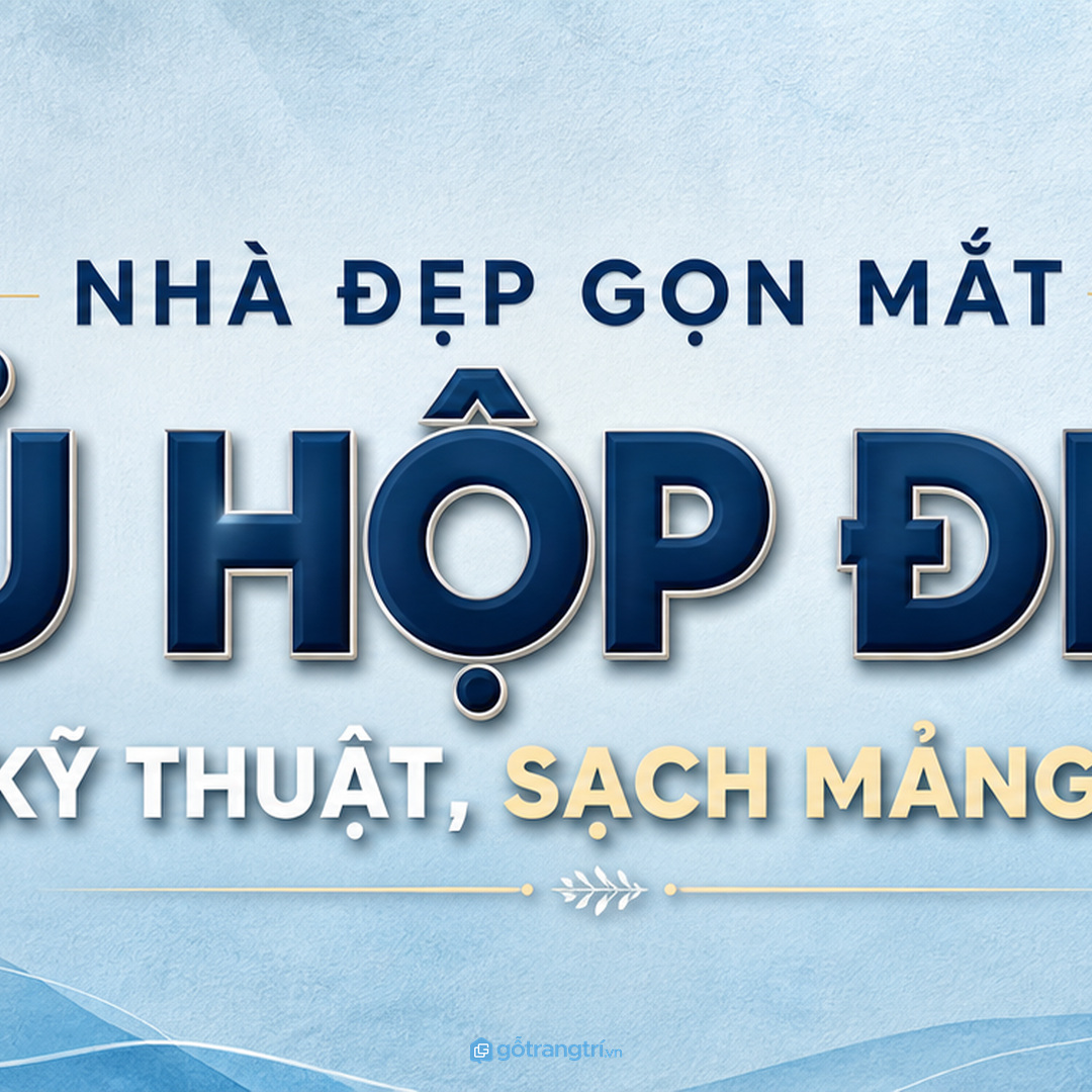 Tủ che hộp điện trong nhà giúp mảng tường gọn hơn mà vẫn dễ kiểm tra kỹ thuật.