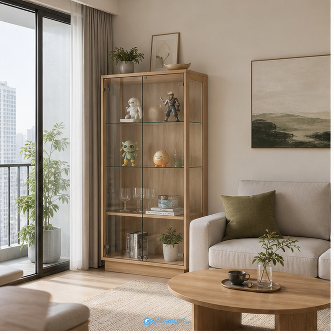 Tủ trưng bày mini giúp chung cư nhỏ có điểm nhấn mà không rối