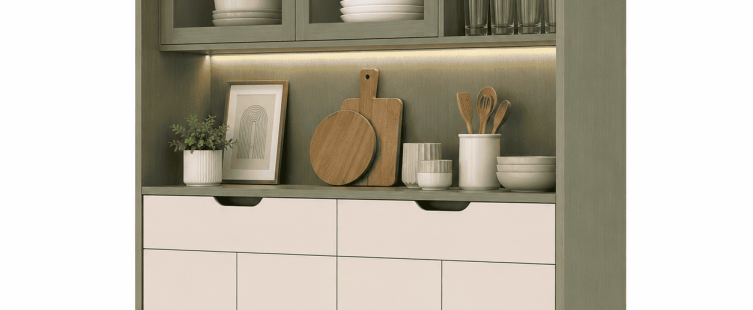 Ảnh chính tủ kệ bếp đa năng có tủ kính cho bếp nhỏ 1