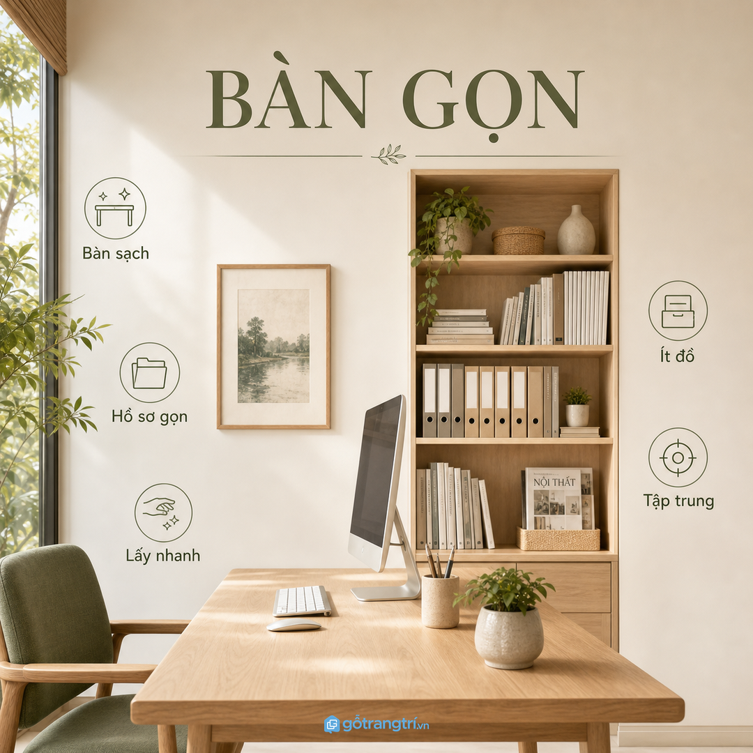 Mặt bàn sạch giúp người dùng tập trung và giữ hình ảnh chuyên nghiệp