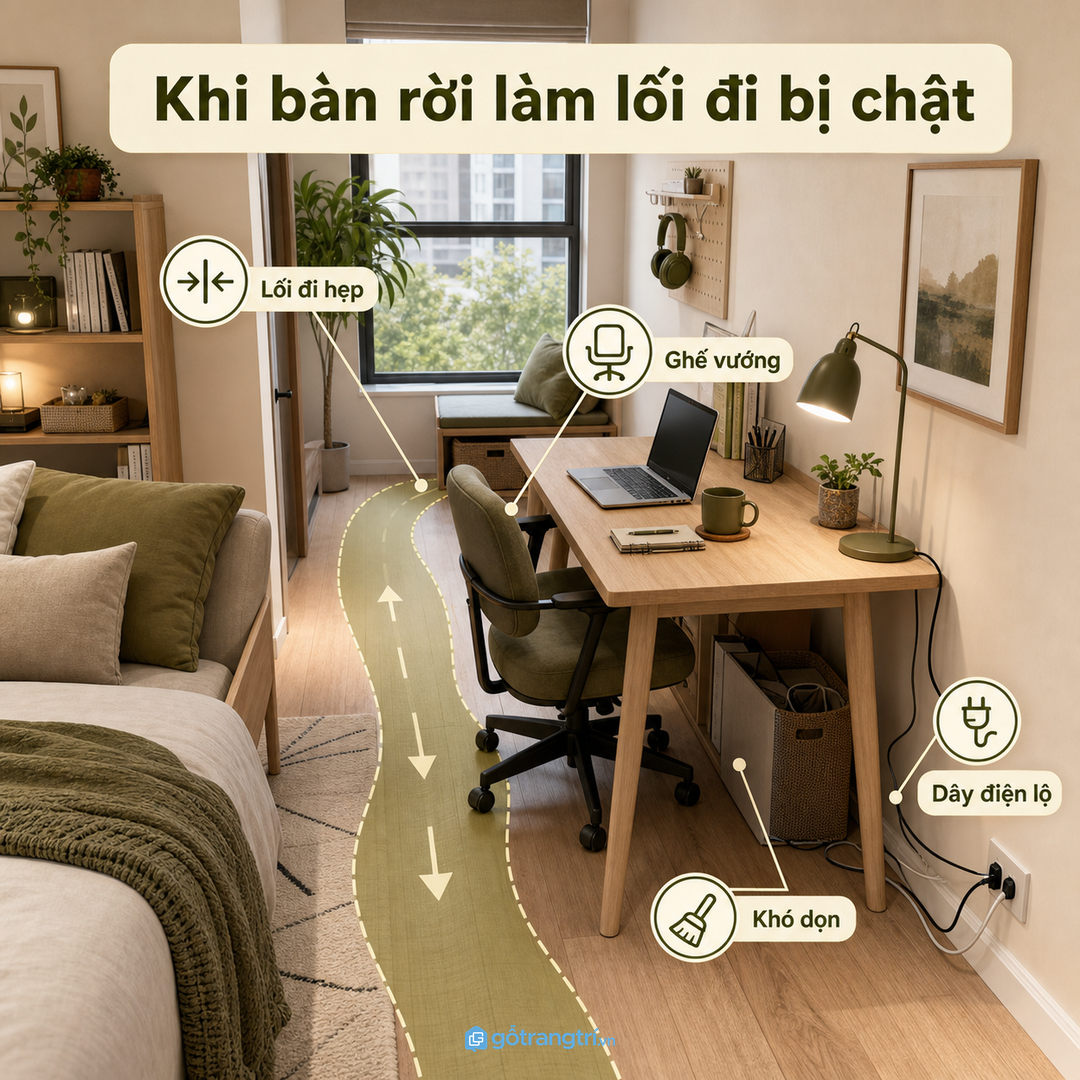 Khi bàn rời làm lối đi bị chật