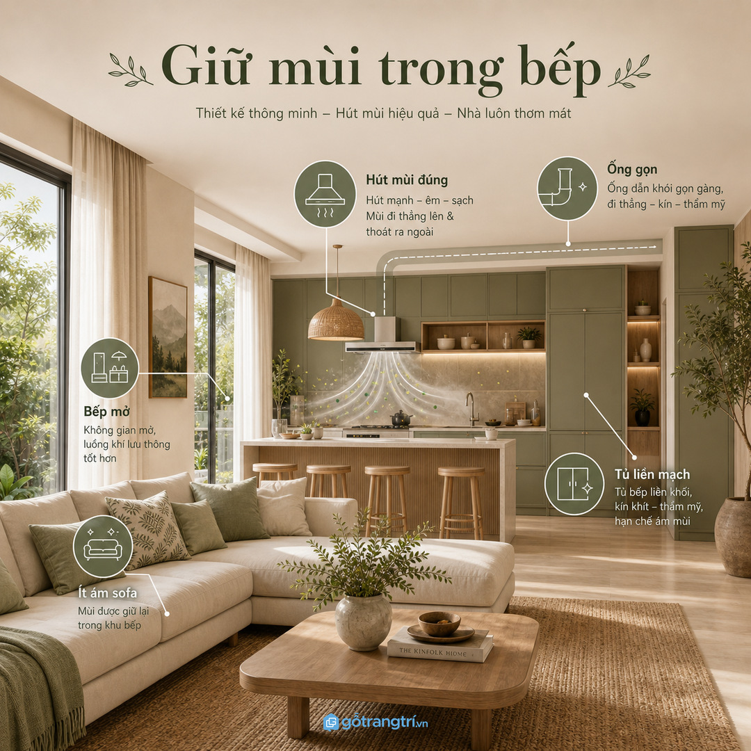 Máy hút mùi đặt sai chỗ khiến bếp nhanh ám mùi và rối kỹ thuật