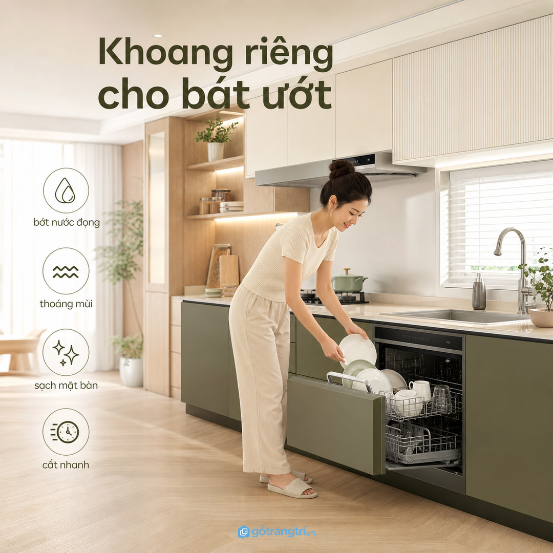 Bát đĩa ướt cần khoang sấy riêng để khu rửa khô thoáng