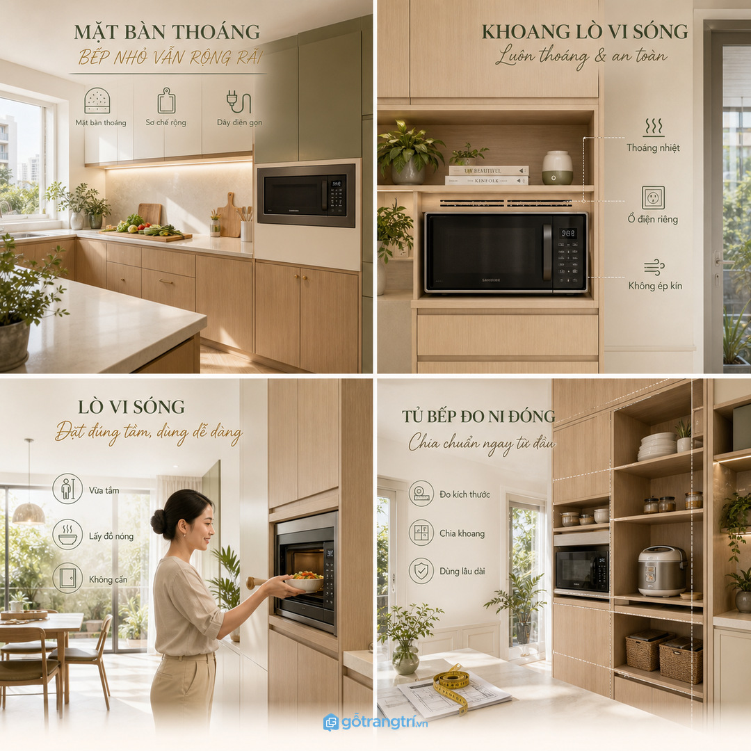 Mặt bàn bếp nhỏ nên được trả lại cho thao tác sơ chế và nấu ăn