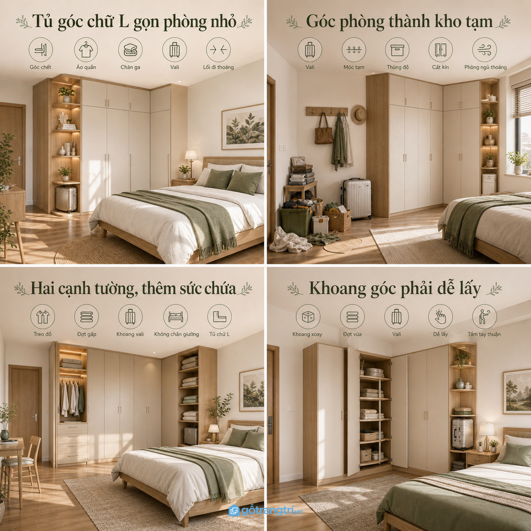 Góc phòng thường bị bỏ phí hoặc dùng rất lộn xộn