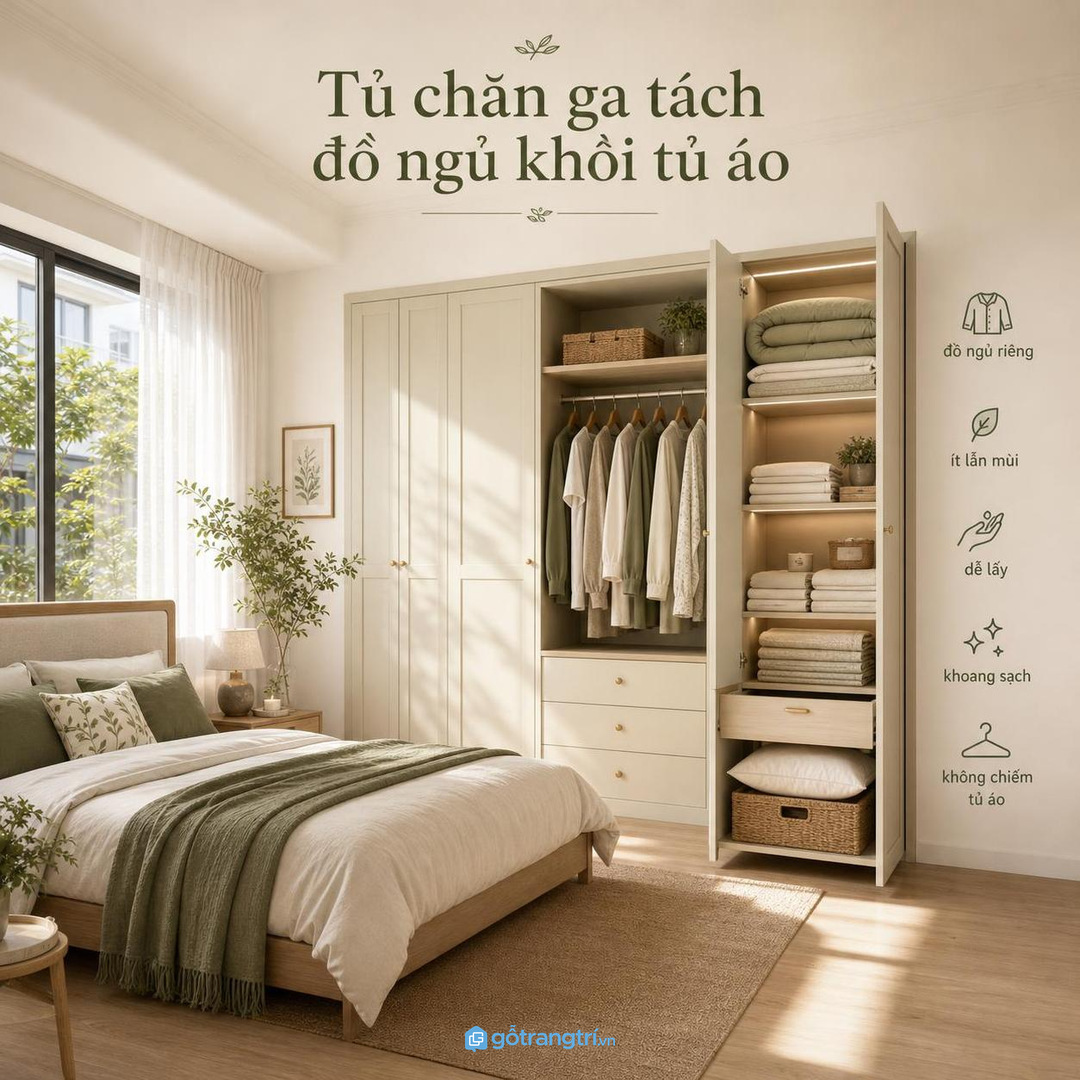 Chăn ga để tạm làm phòng ngủ luôn rối