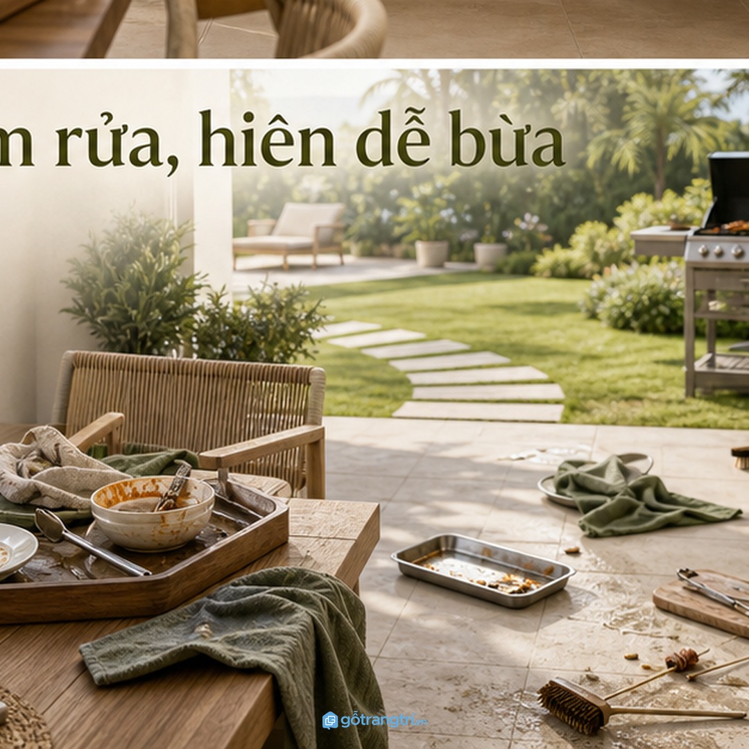 Hiên đẹp dễ bừa nếu thiếu điểm rửa và khoang cất đồ