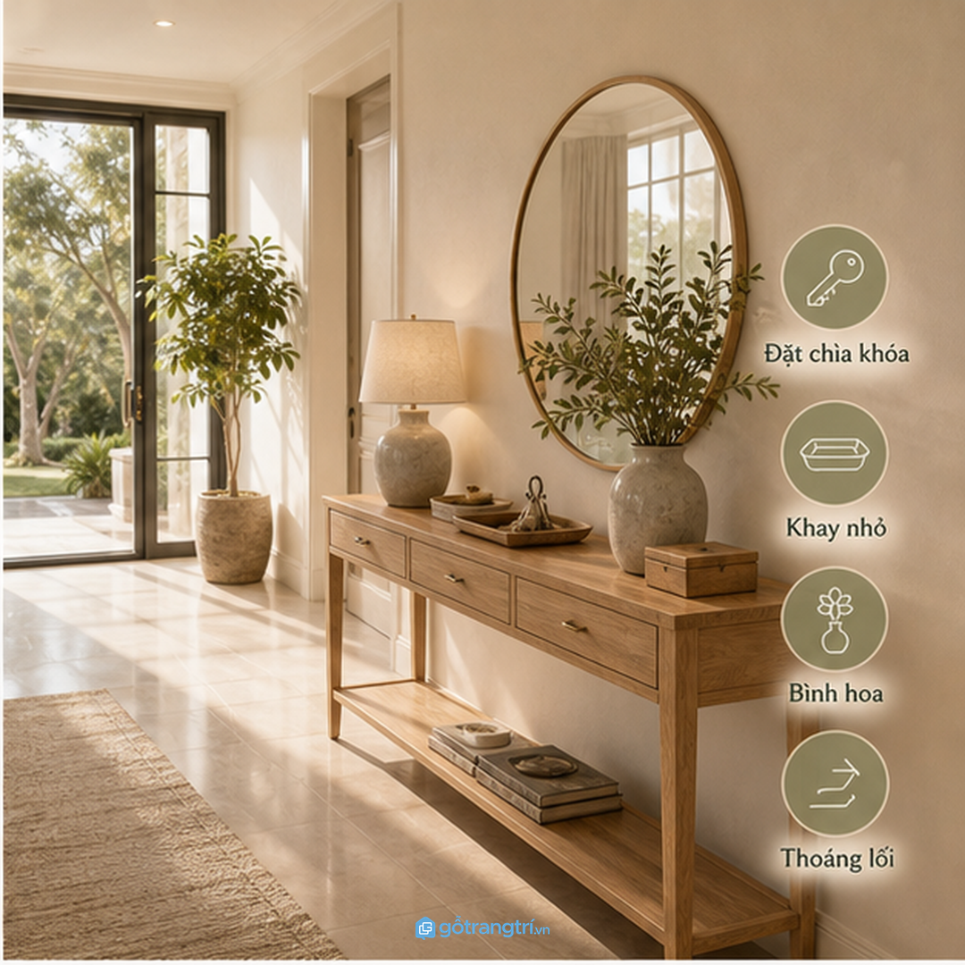 Tủ console tạo điểm đón khách ngay từ cửa