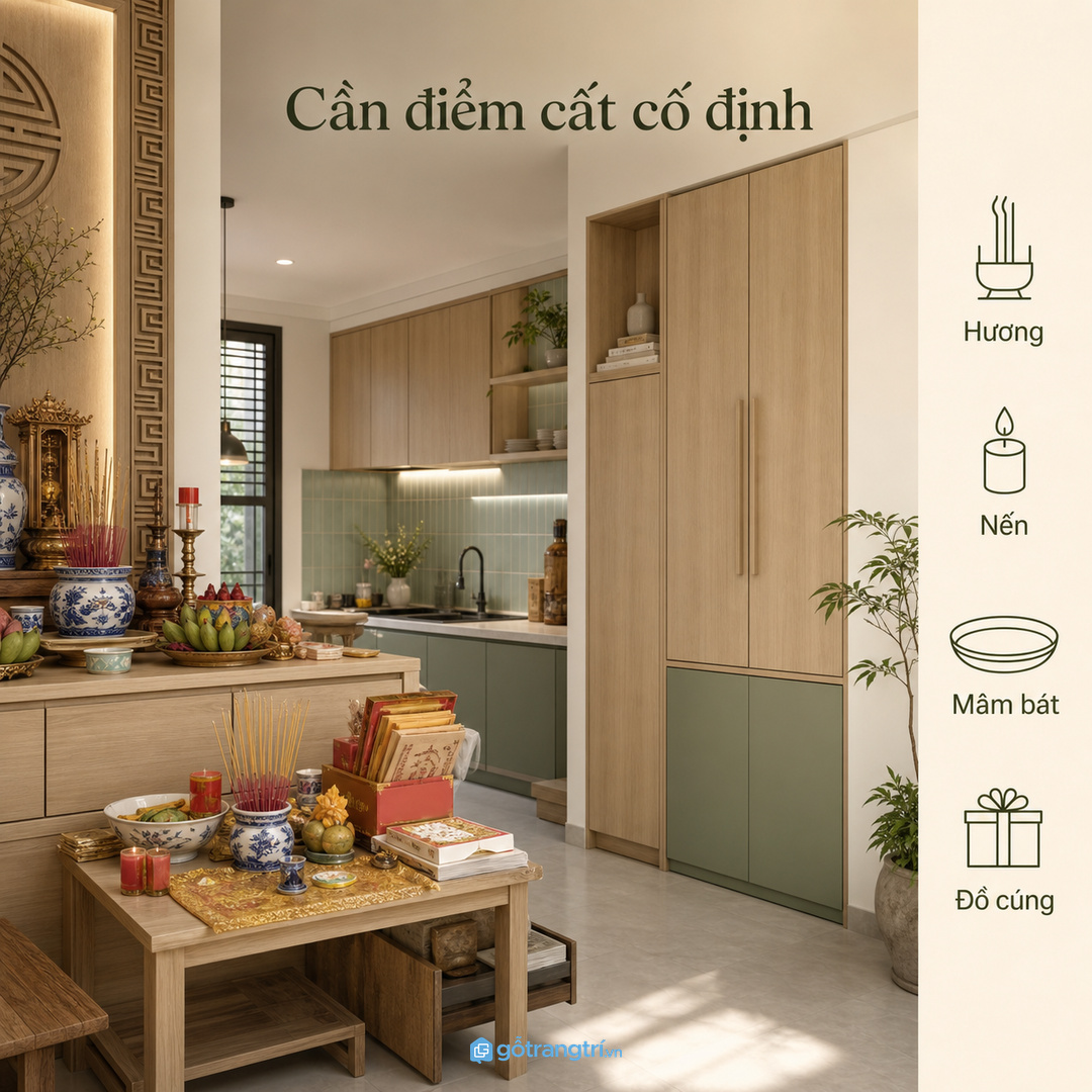 Đồ lễ rải rác ở bếp và phòng khách khiến nhà nhanh rối