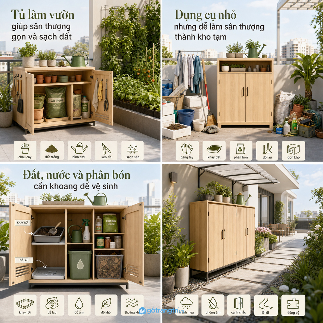 Dụng cụ nhỏ nhưng dễ làm sân thượng thành kho tạm