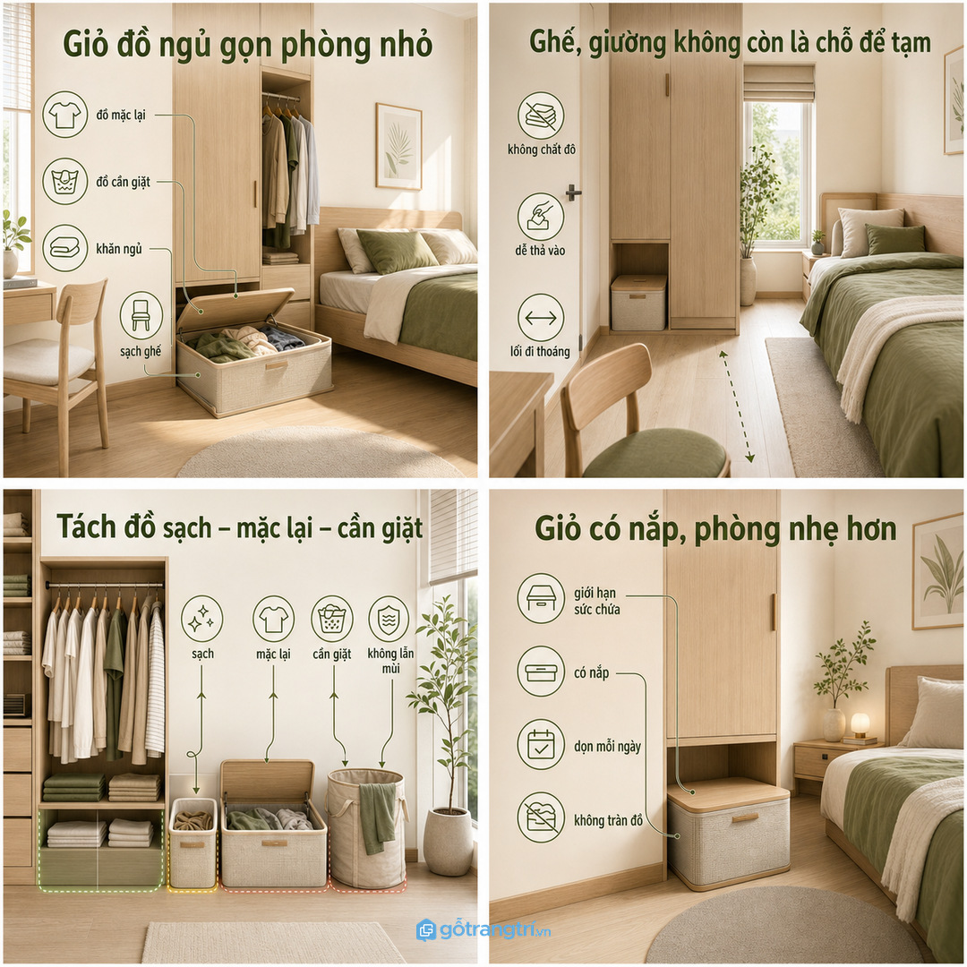 Ghế và giường dễ thành nơi để đồ tạm