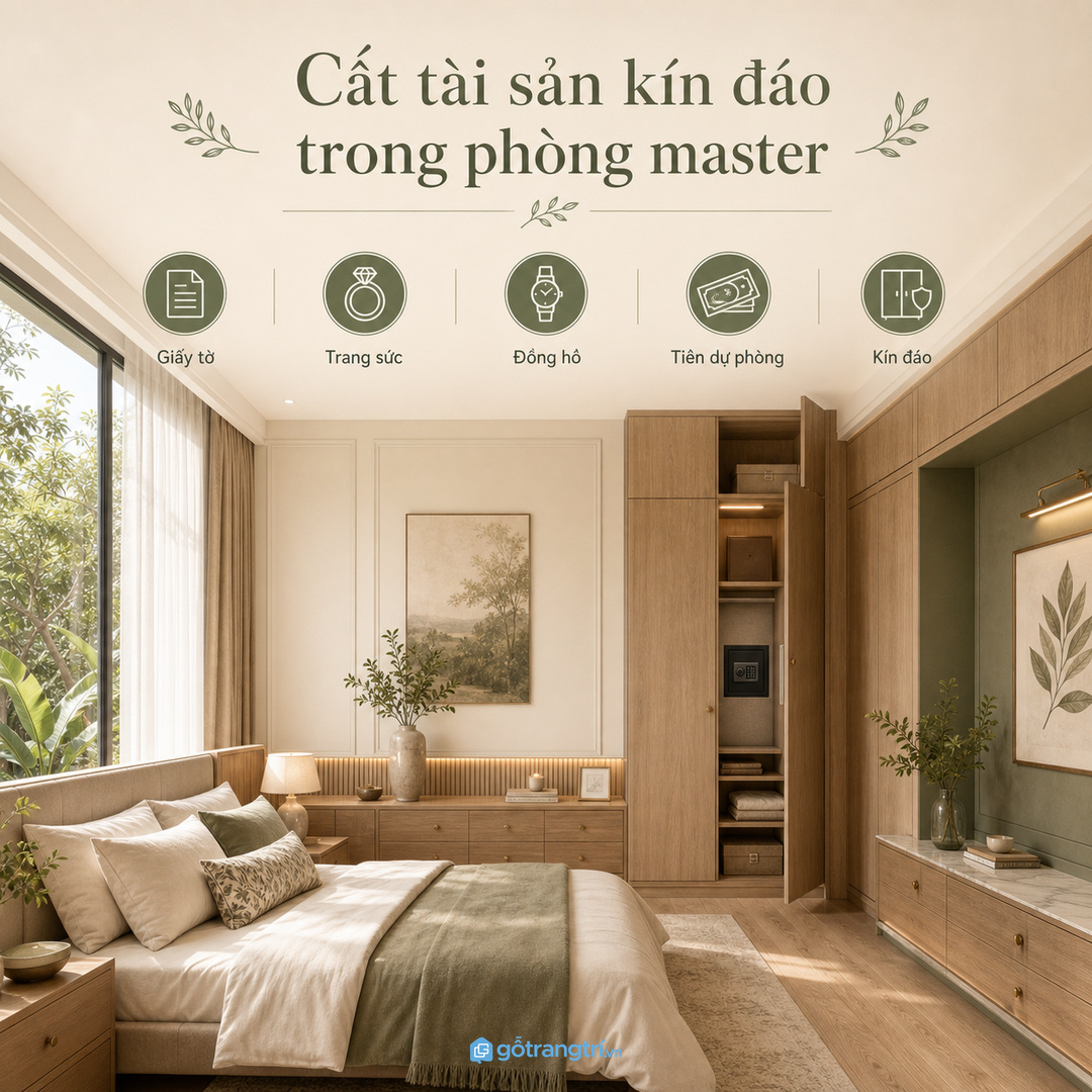 Phòng master thường là nơi cất giấy tờ và đồ giá trị