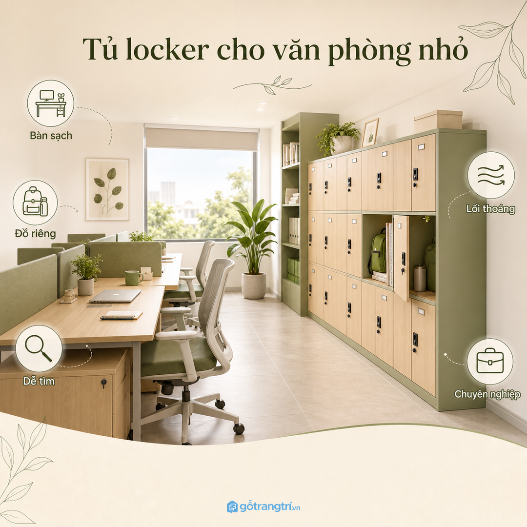 Locker giúp giảm rối thị giác khi đồ cá nhân không còn nằm quanh ghế và gầm bàn
