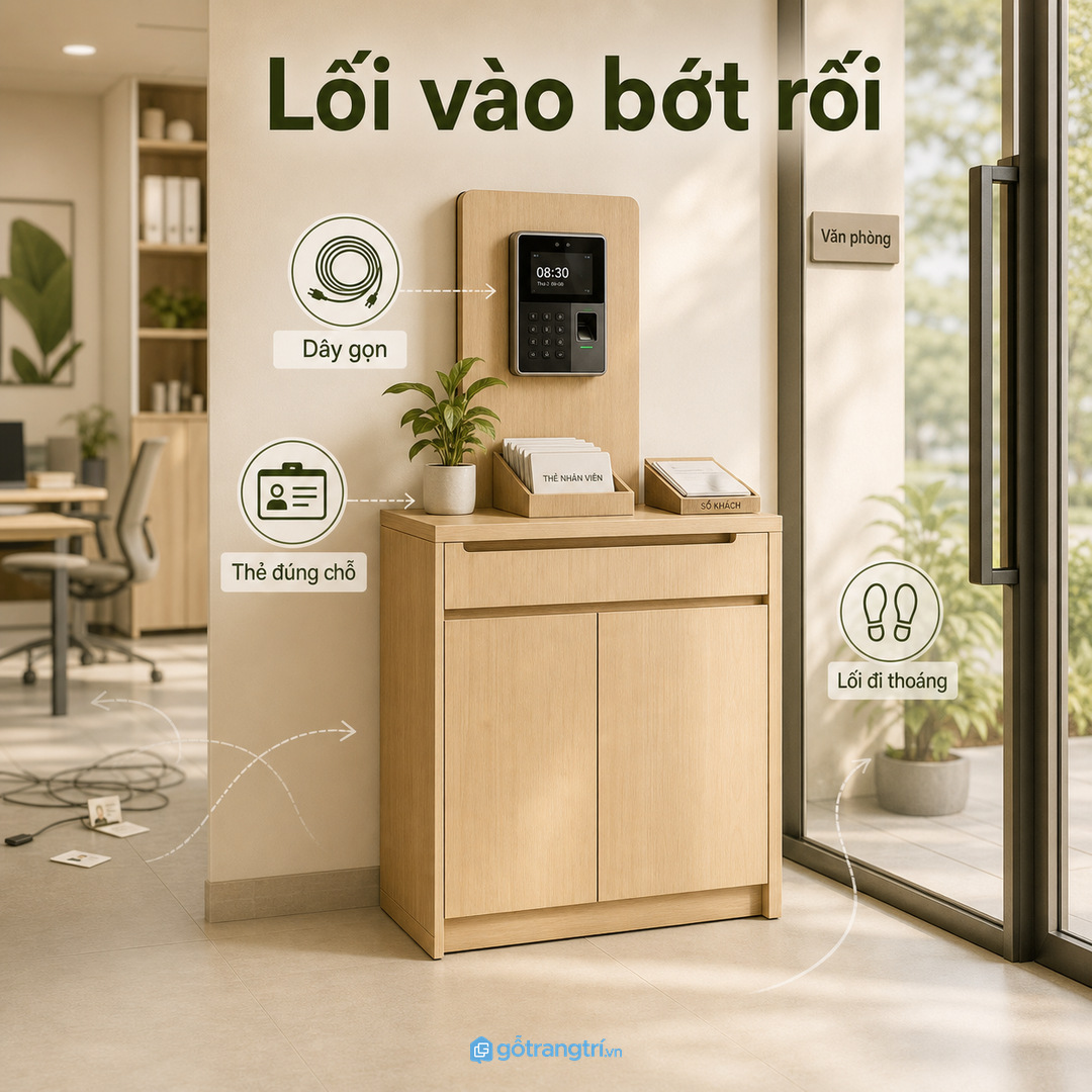 Lối vào dễ rối khi máy chấm công đặt tạm
