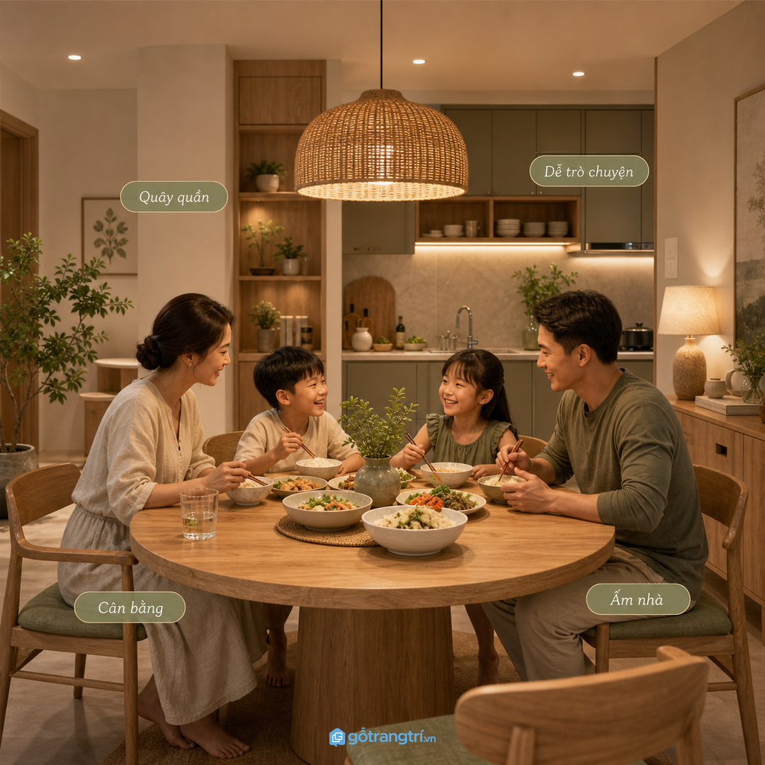Hình tròn giúp bữa ăn dễ kết nối hơn