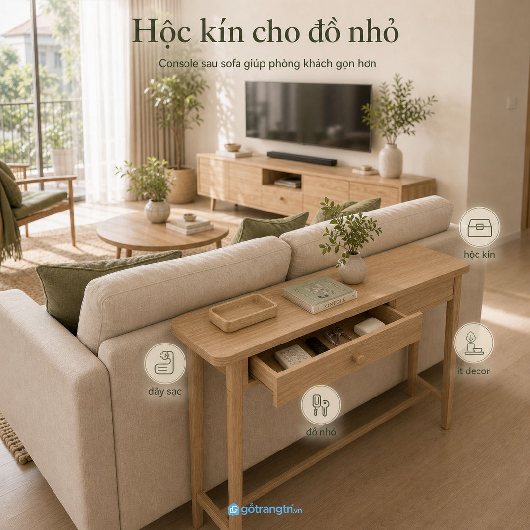 Đồ nhỏ có điểm cất nhanh nên mặt bàn trà đỡ rối