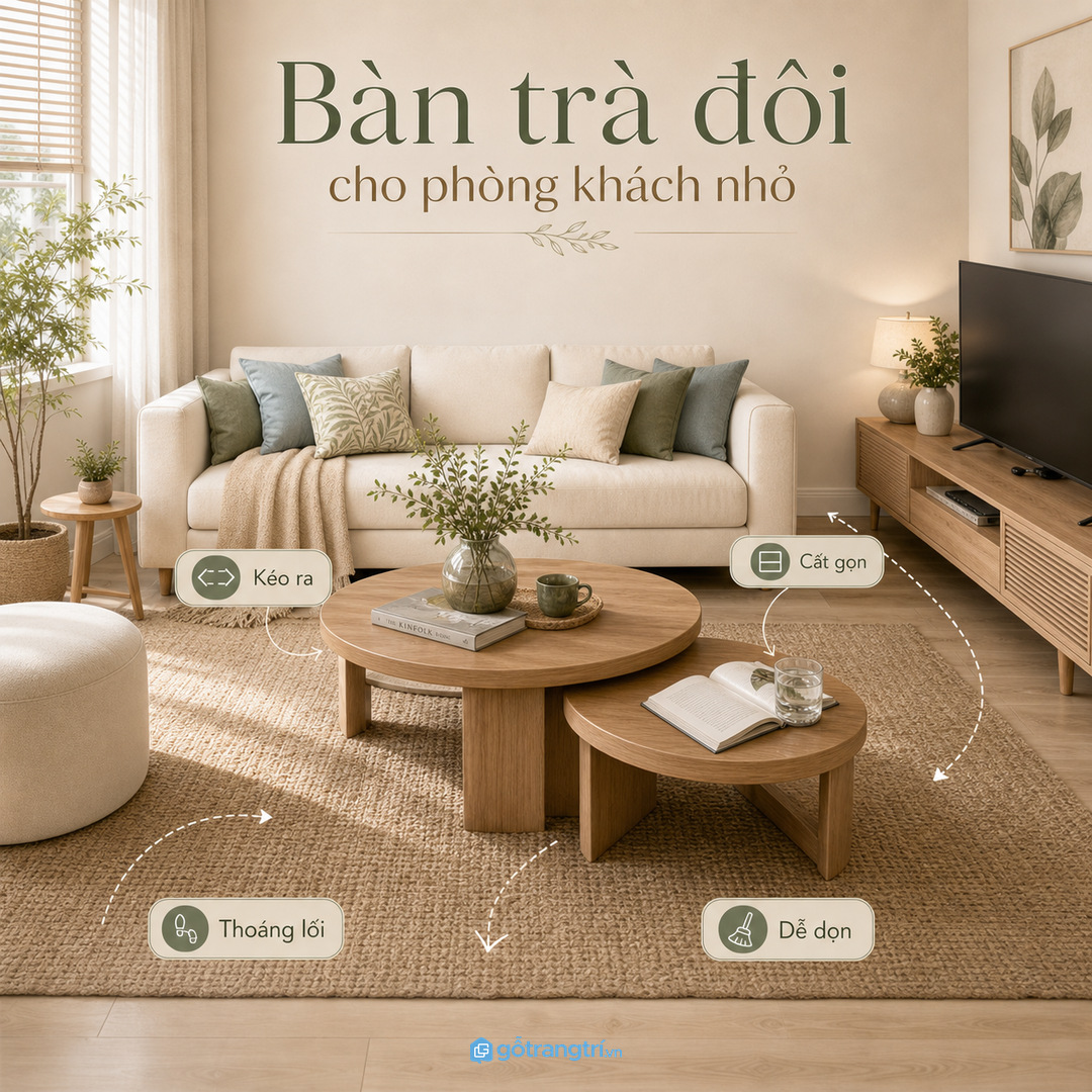 Lối đi quanh sofa cần được trả lại khi không dùng