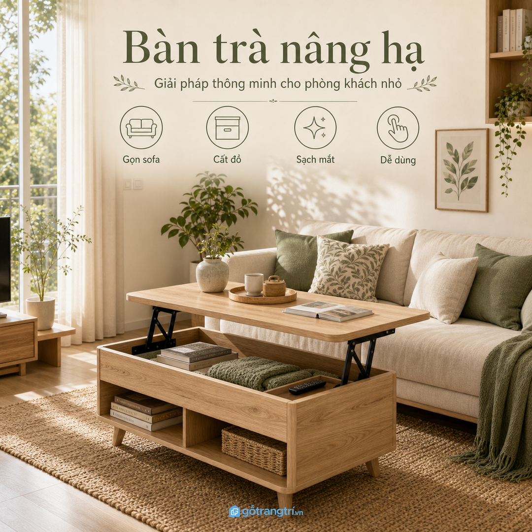 Hộc lưu trữ kín giữ phòng khách sạch mắt hơn