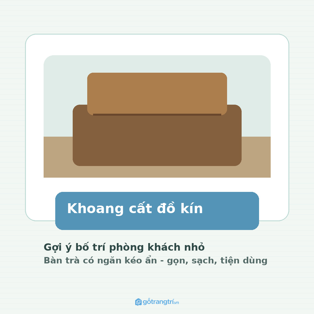 Khoang chứa kín giúp điều khiển, sách, khăn giấy và đồ nhỏ không nằm tràn trên bàn