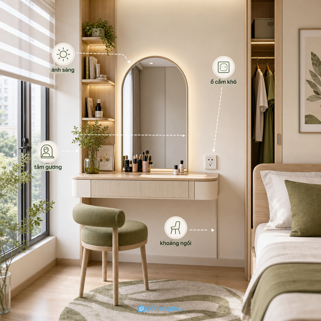 Vị trí có ánh sáng, ổ cắm và khoảng ngồi quyết định trải nghiệm dùng