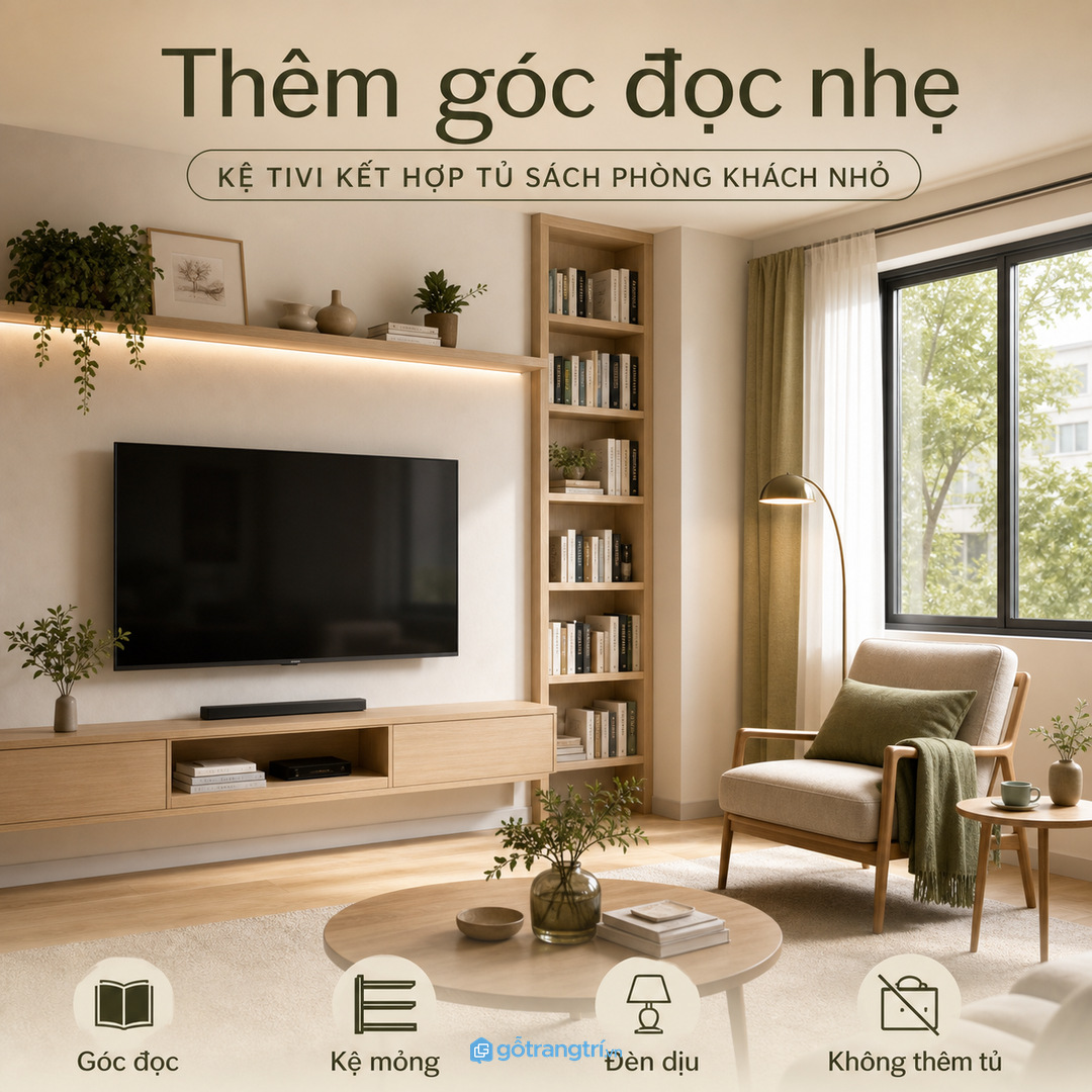 Sách làm phòng khách có chiều sâu hơn nếu biết tiết chế