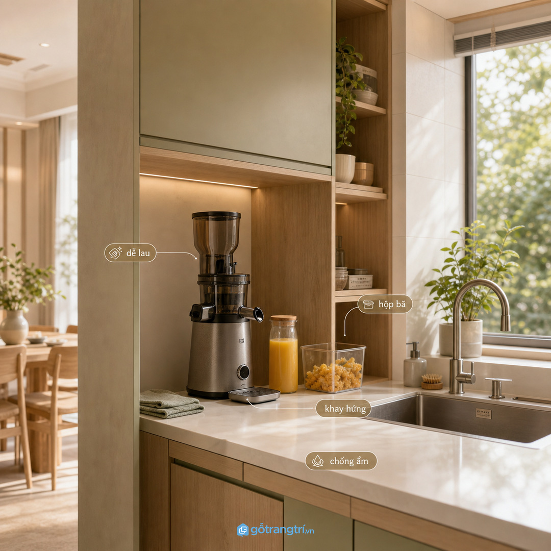 Nước trái cây và bã ép cần bề mặt dễ lau ngay sau khi dùng