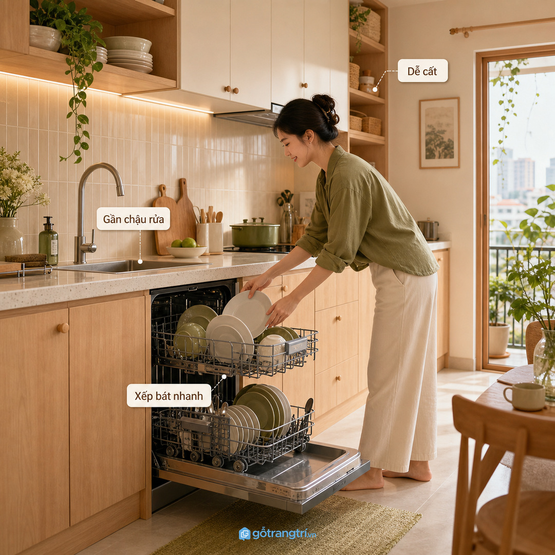Cấp nước, thoát nước và ổ điện cần được tính trước khi lắp máy