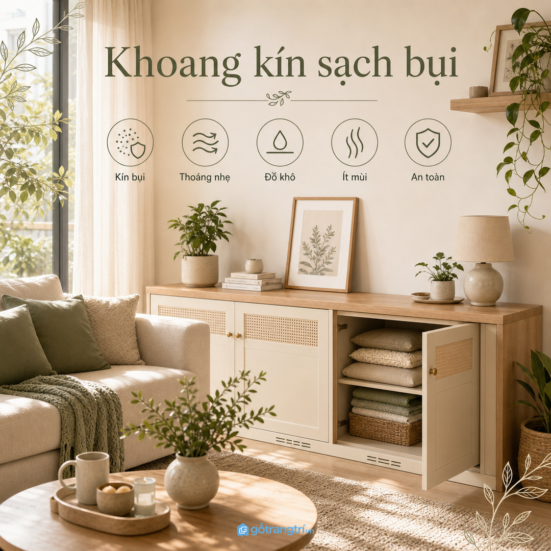 Đồ vải cần khoang kín để sạch bụi và giữ mùi dễ chịu