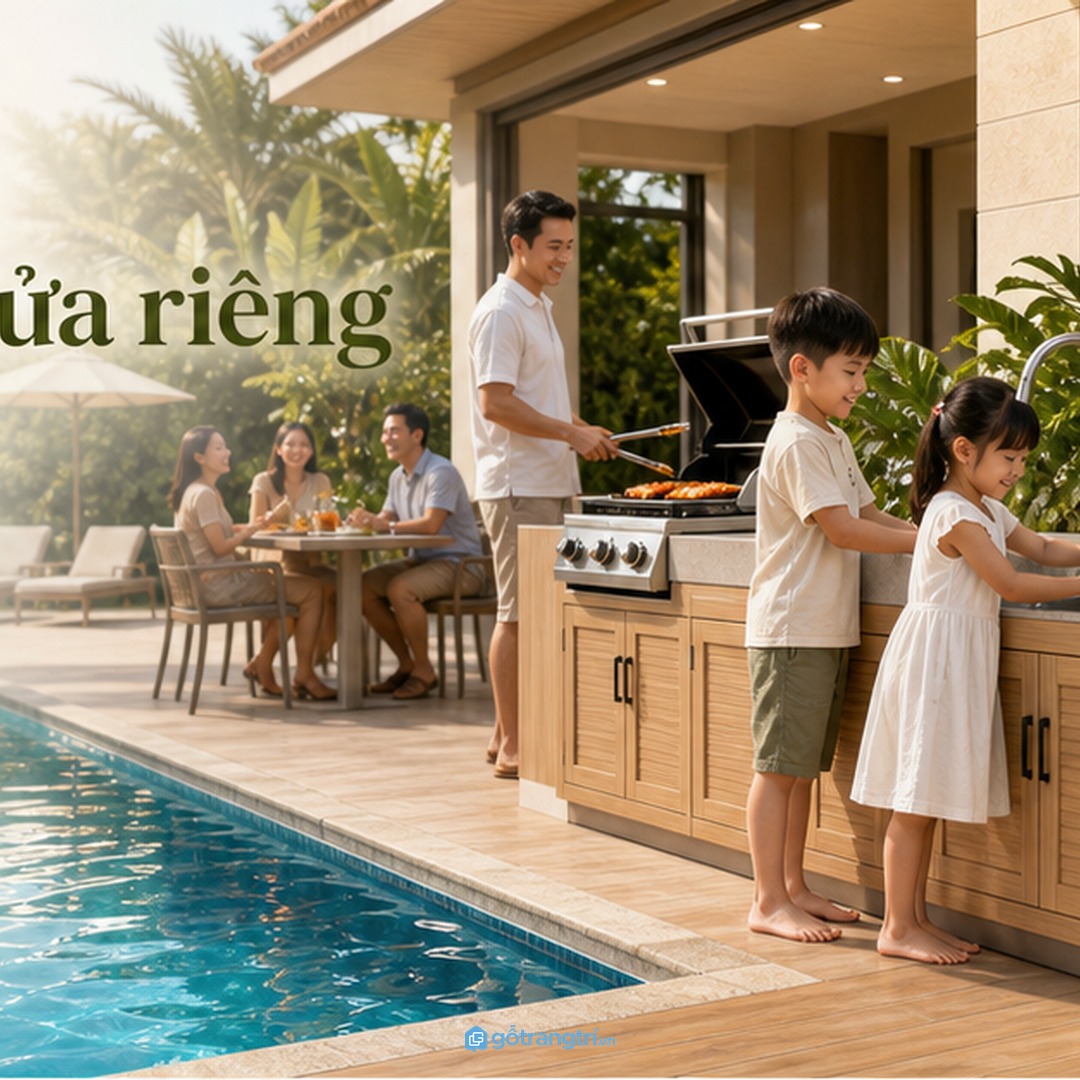 Khu BBQ và hồ bơi cần chỗ rửa riêng để không phải đi ngược vào bếp