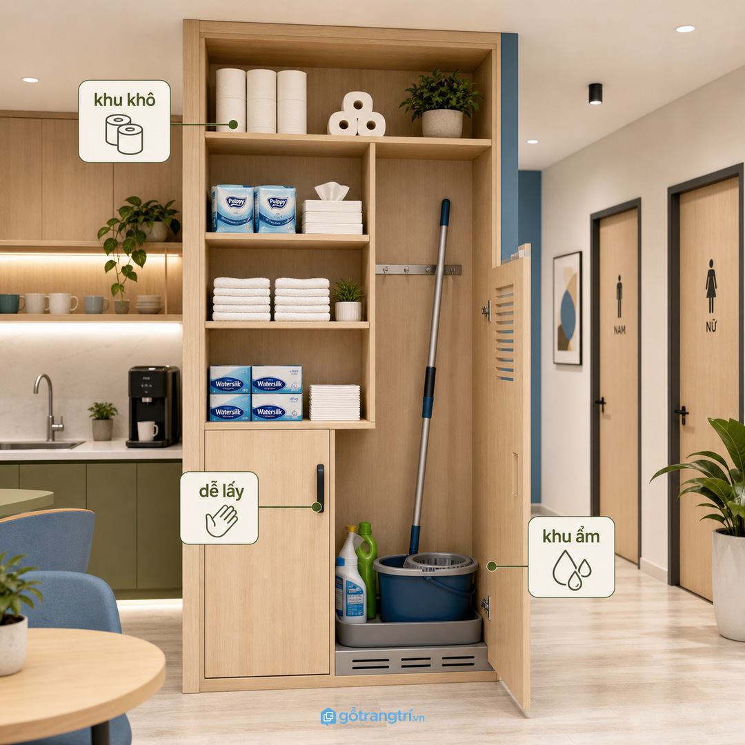 Khu pantry và nhà vệ sinh dễ lẫn đồ sạch với đồ ẩm