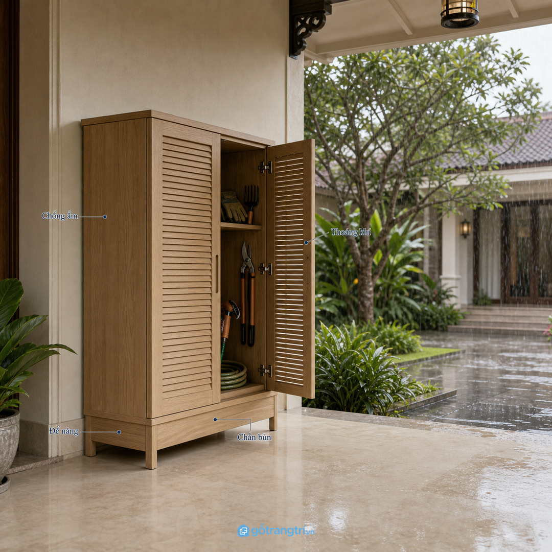 Tủ ngoài hiên cần chống ẩm và thoáng khí