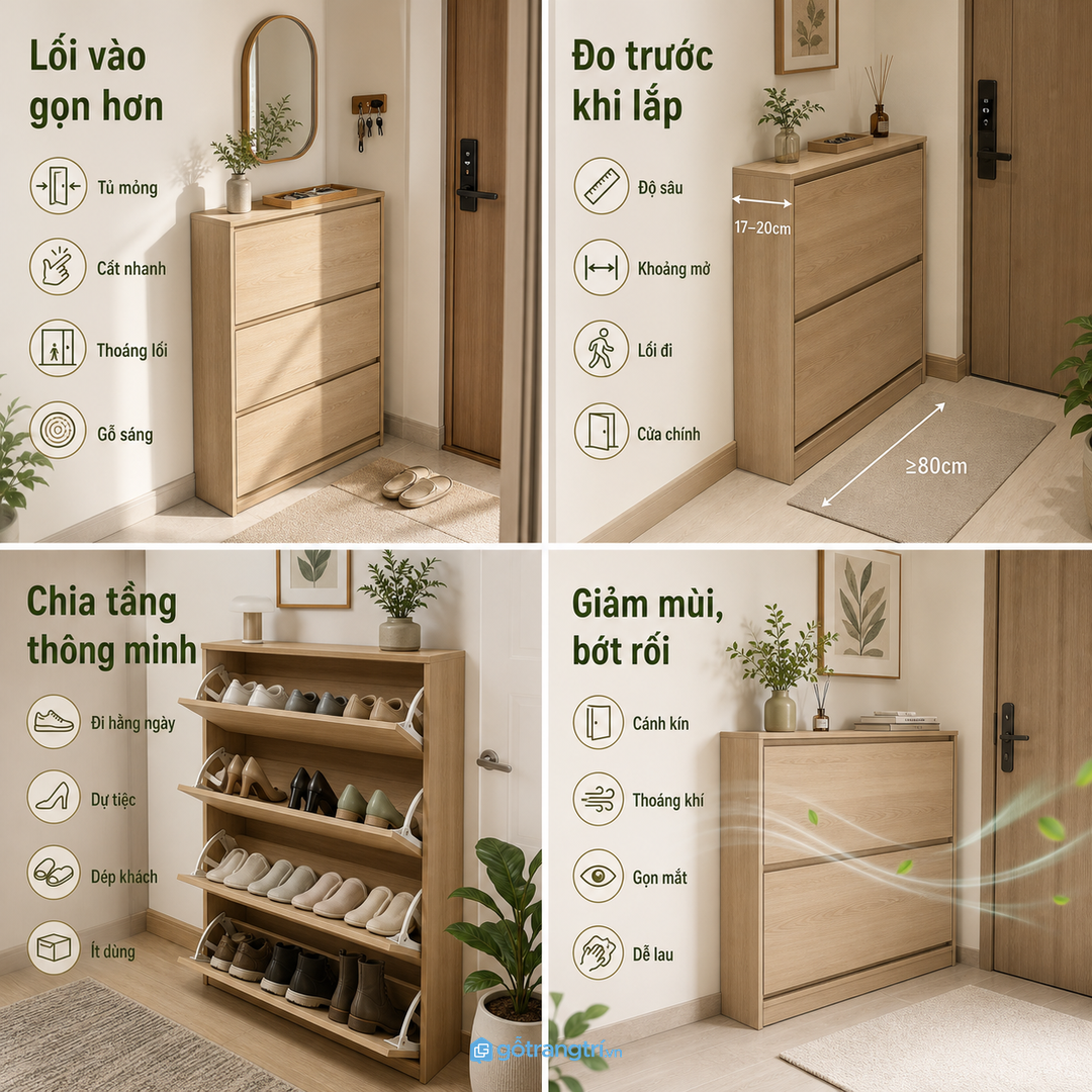 Cánh lật kín giúp cửa căn hộ bớt rối mắt