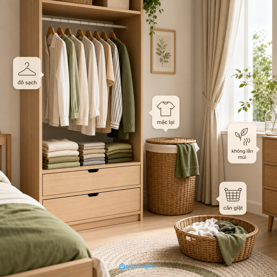 Đồ mặc lại cần tách khỏi đồ sạch và đồ bẩn