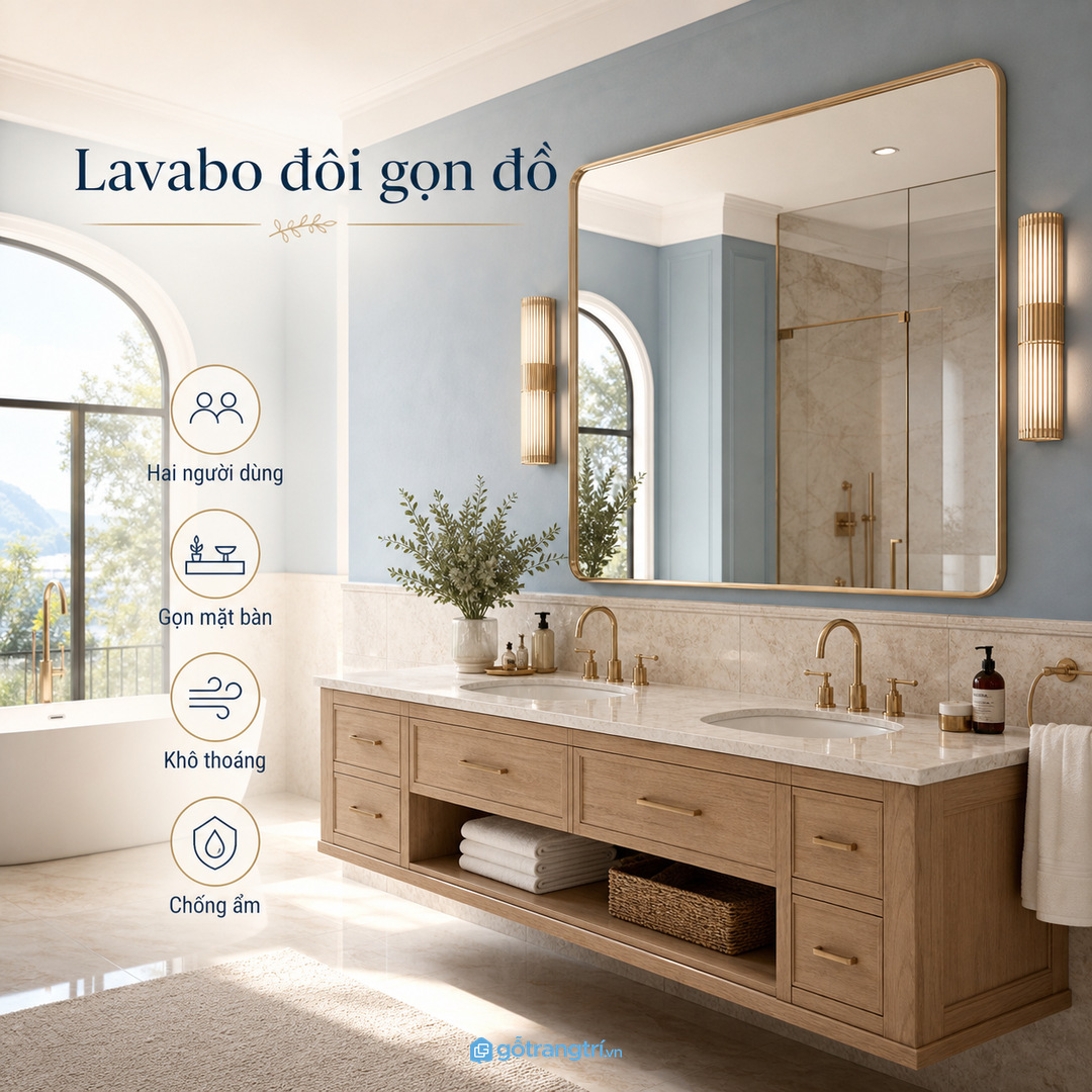 Chia đồ cá nhân theo từng người giúp tủ lavabo đôi gọn lâu hơn