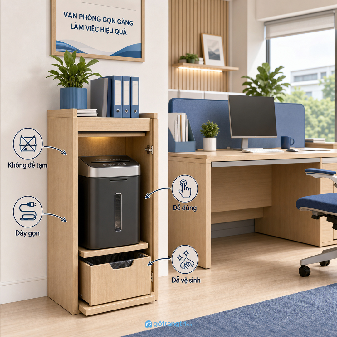 Máy hủy tài liệu cần chỗ đặt riêng chứ không nên để tạm dưới bàn