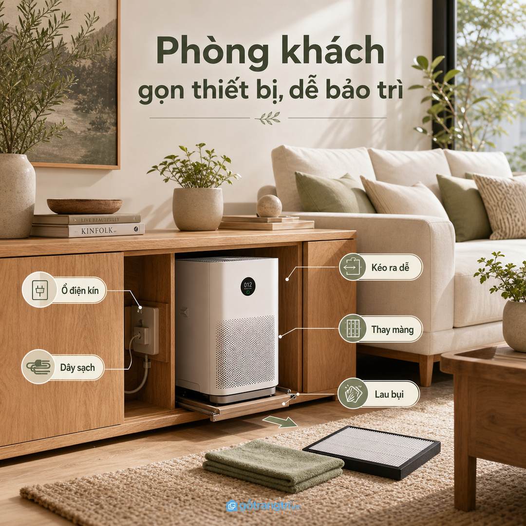 Thiết bị cần thoáng quanh cửa hút, cửa thổi và ổ điện