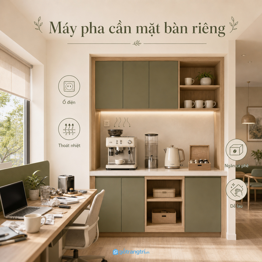 Máy pha cà phê cần một mặt bàn riêng