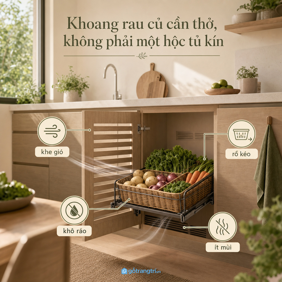 Khoang rau củ cần thở, không phải một hộc tủ kín