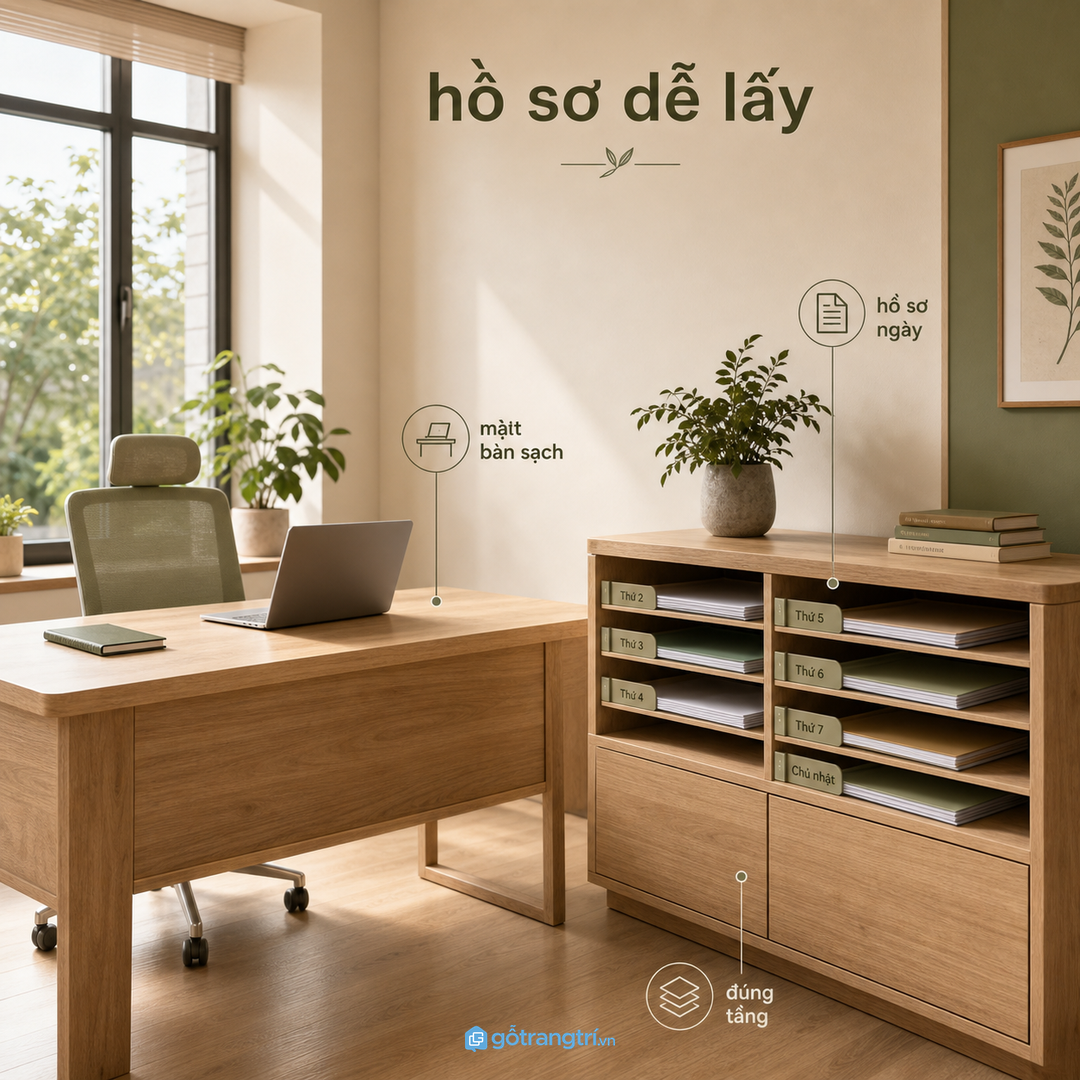 Tủ thấp sát tường giữ lối đi thông thoáng và giảm cảm giác chật