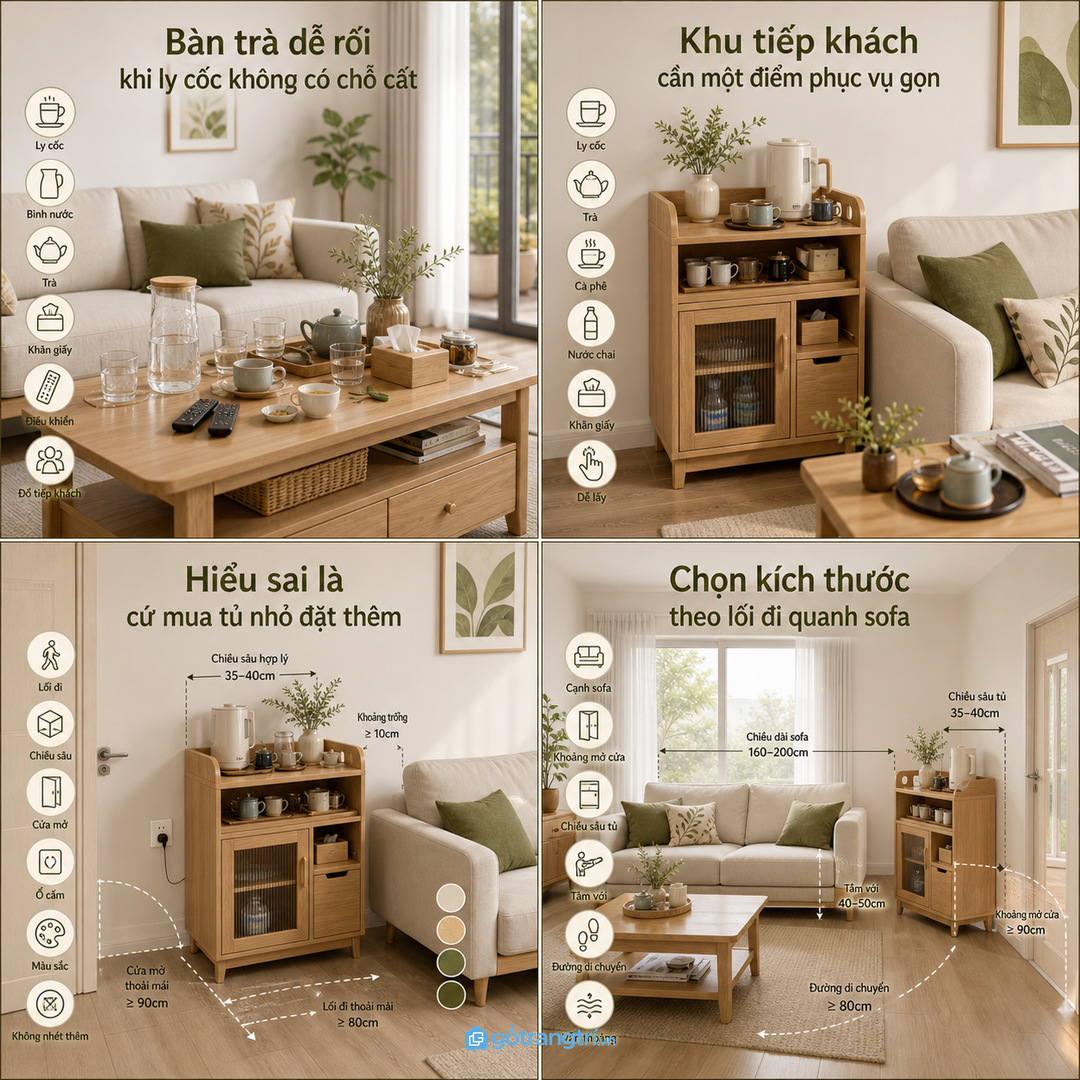 Khu tiếp khách cần một điểm phục vụ gọn