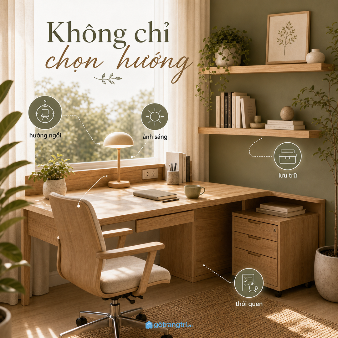 Phong thủy bàn làm việc không chỉ là chọn hướng
